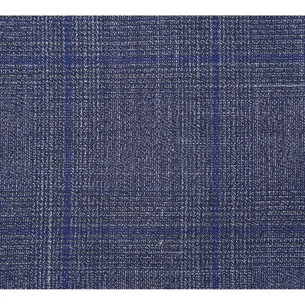 Wool Silk and Linen Double Breasted Slim Fit Grey and Blue Windowpane sold by Alberto Nardoni product image thumbnail 2