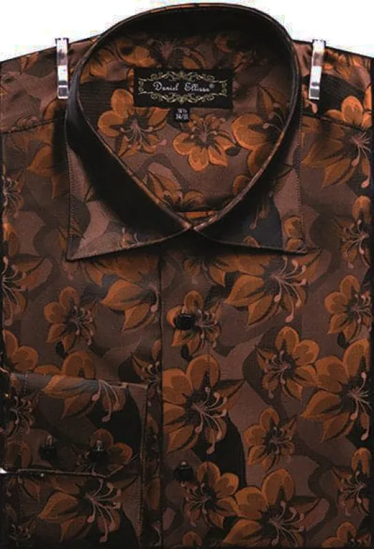 "Floral Pattern Men's Regular Fit Sports Shirt - Brown" sold by Alberto Nardoni