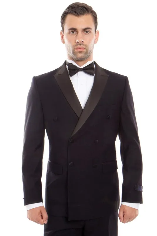 Navy Blue Men's Slim Fit Double Breasted Tuxedo sold by Alberto Nardoni