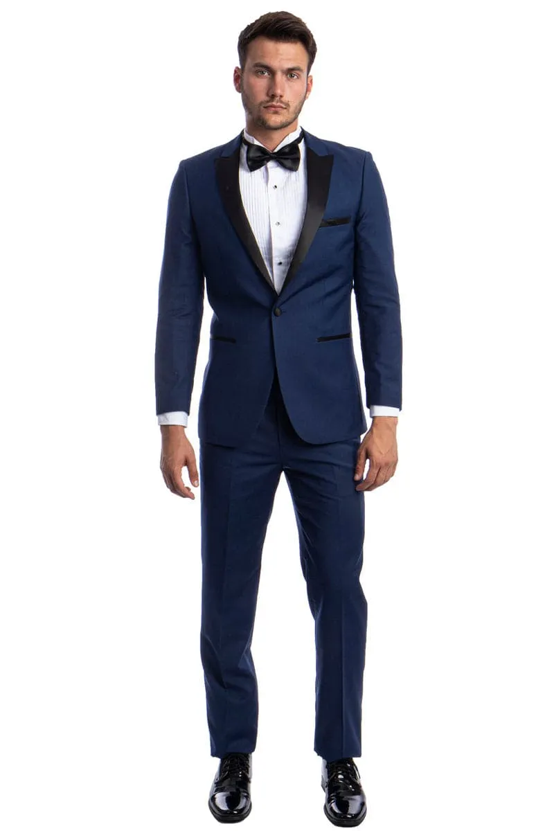 "Cobalt Blue Men's Slim Fit Wedding Tuxedo with One Button Peak Lapel" sold by Alberto Nardoni product image thumbnail 2