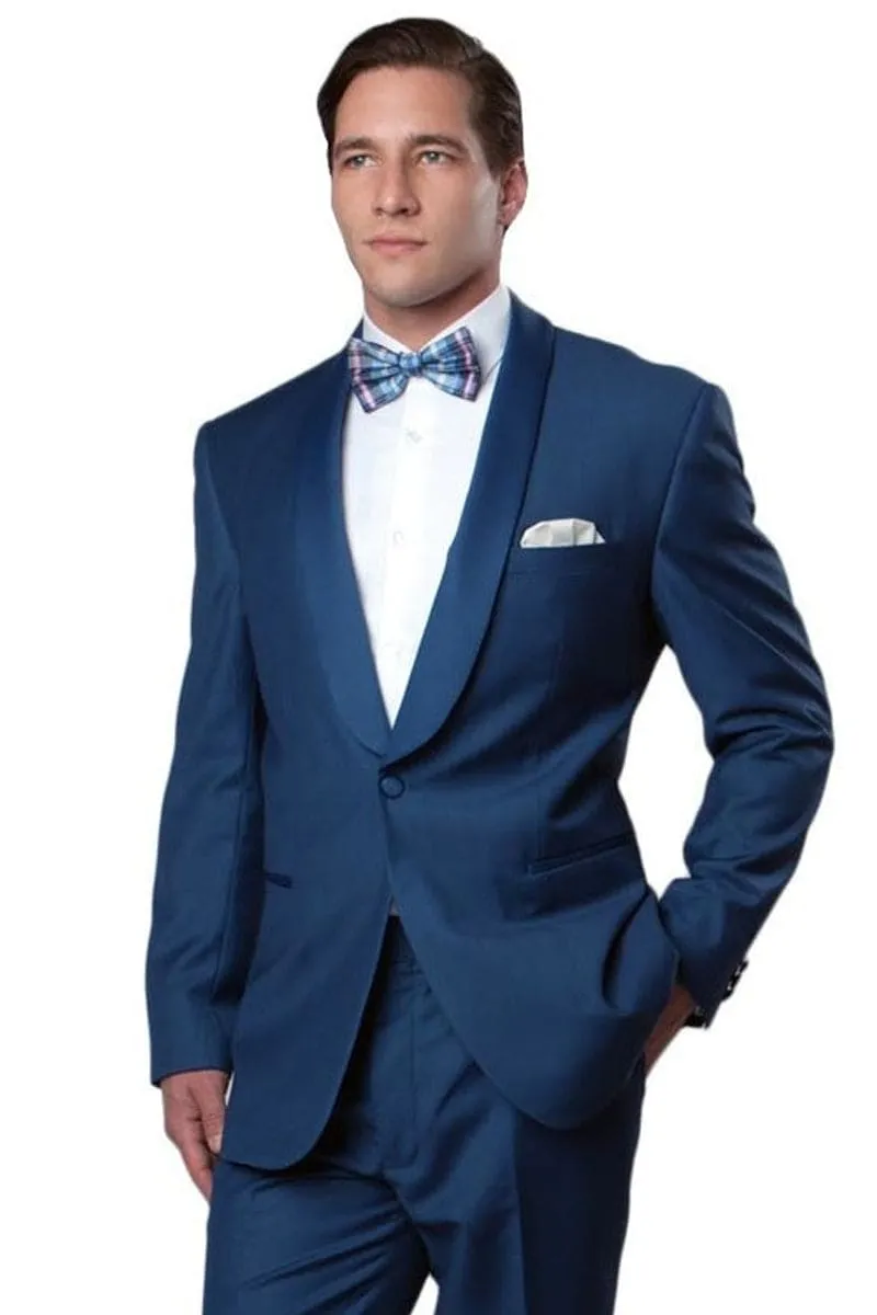 Midnight Blue Men's Slim Fit Classic Shawl Lapel Tuxedo sold by Alberto Nardoni
