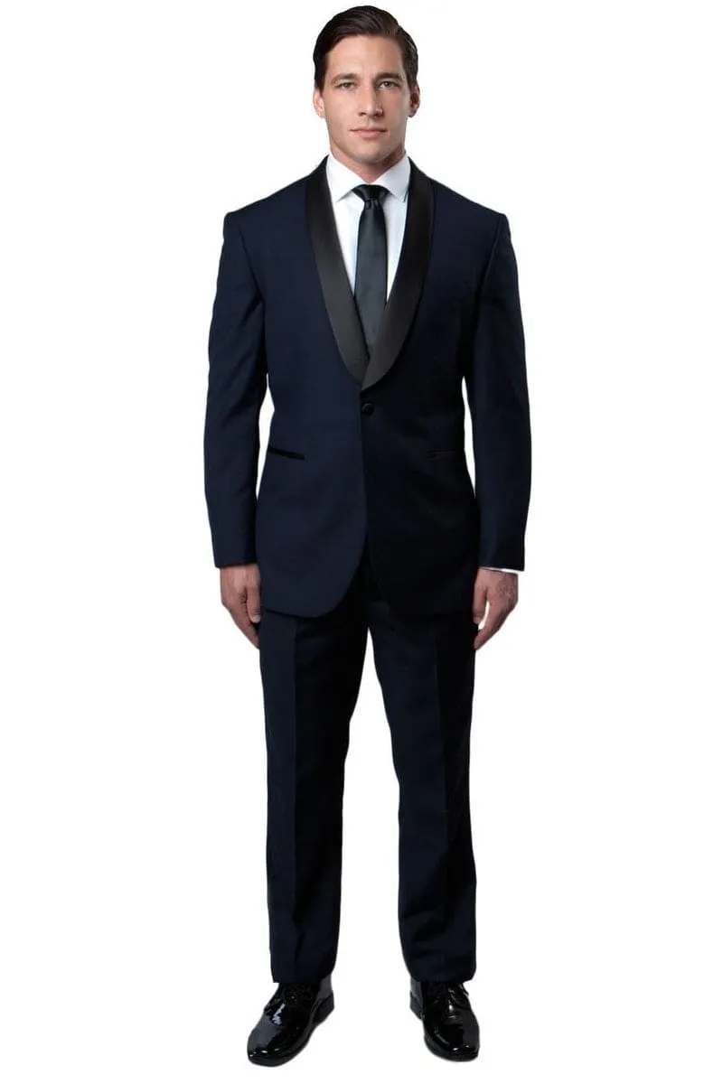 Navy Slim Fit Men's Tuxedo with Classic Shawl Lapel sold by Alberto Nardoni product image thumbnail 2
