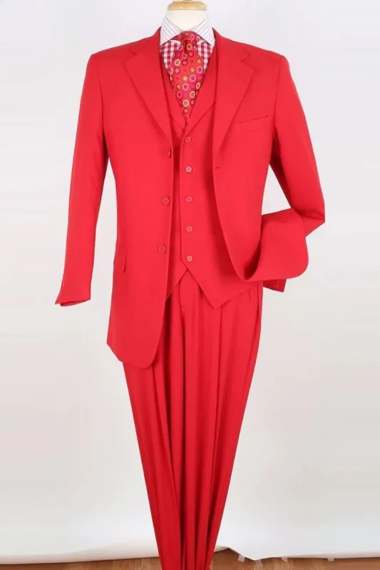 "Classic Red Men's Three-Button Vested Suit | CLOSE OUT 52L" sold by Alberto Nardoni