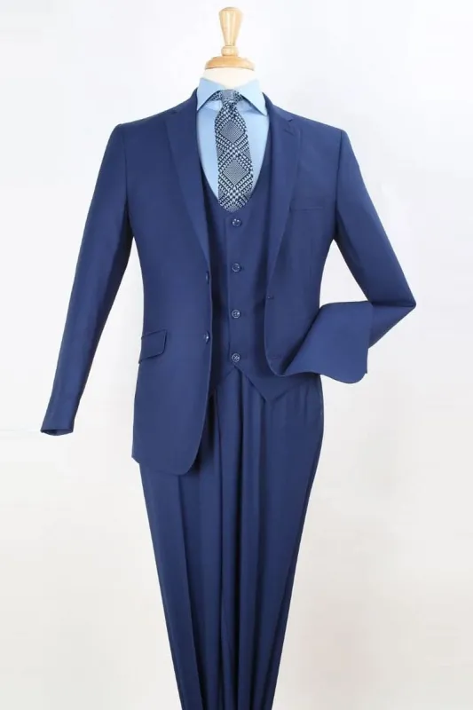 "Indigo Blue Slim Fit Men's Suit - Two Button Scoop Vested Style" sold by Alberto Nardoni