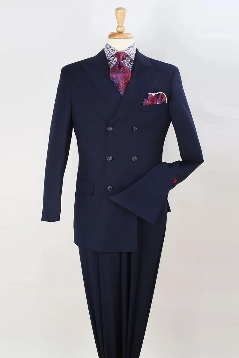 Apollo King "Men's Navy Double Breasted Fashion Suit - Three Quarter Length" sold by Alberto Nardoni