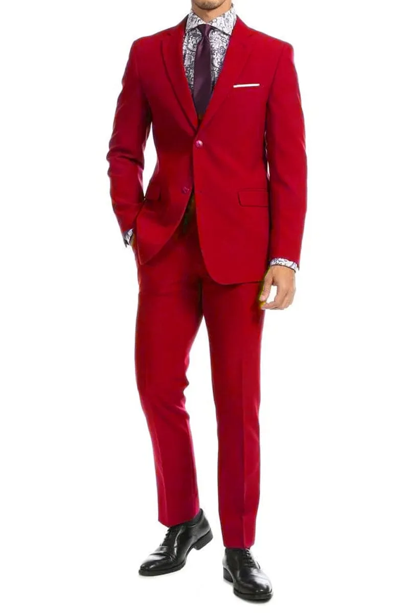 "Red Modern Fit Two-Button Men's Suit - Basic Style" sold by Alberto Nardoni