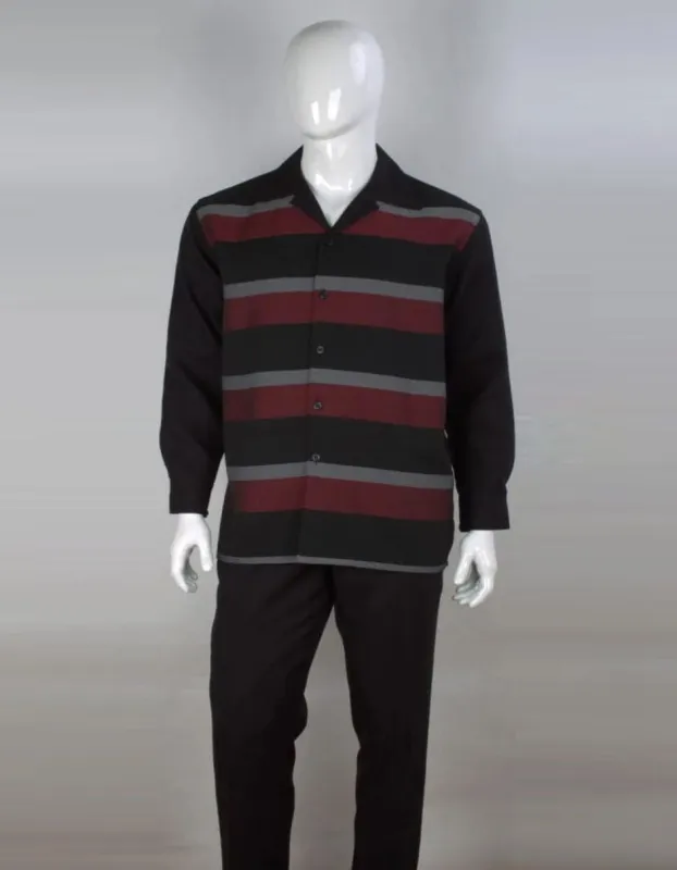 "Men's Striped Long Sleeve Walking Suit - Casual Leisure, Black & Red" sold by Alberto Nardoni