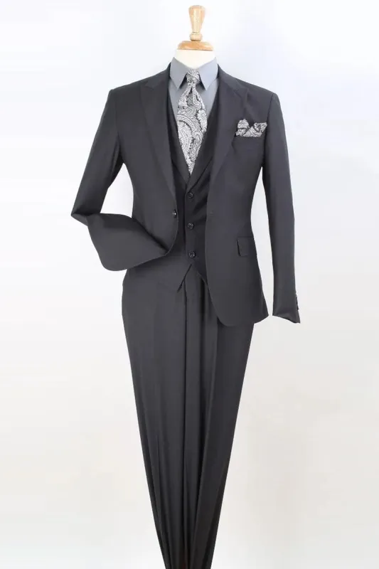 "Charcoal Grey Modern Fit Men's Suit - One Button, Peak Lapel, Vested" sold by Alberto Nardoni