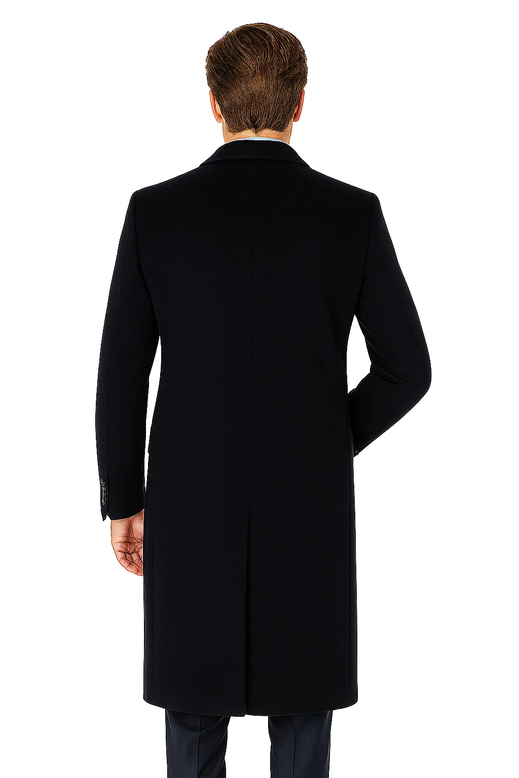 Pure Wool Full-Length Men’s Navy Overcoat – Classic Winter Dress Coat sold by Alberto Nardoni product image thumbnail 2