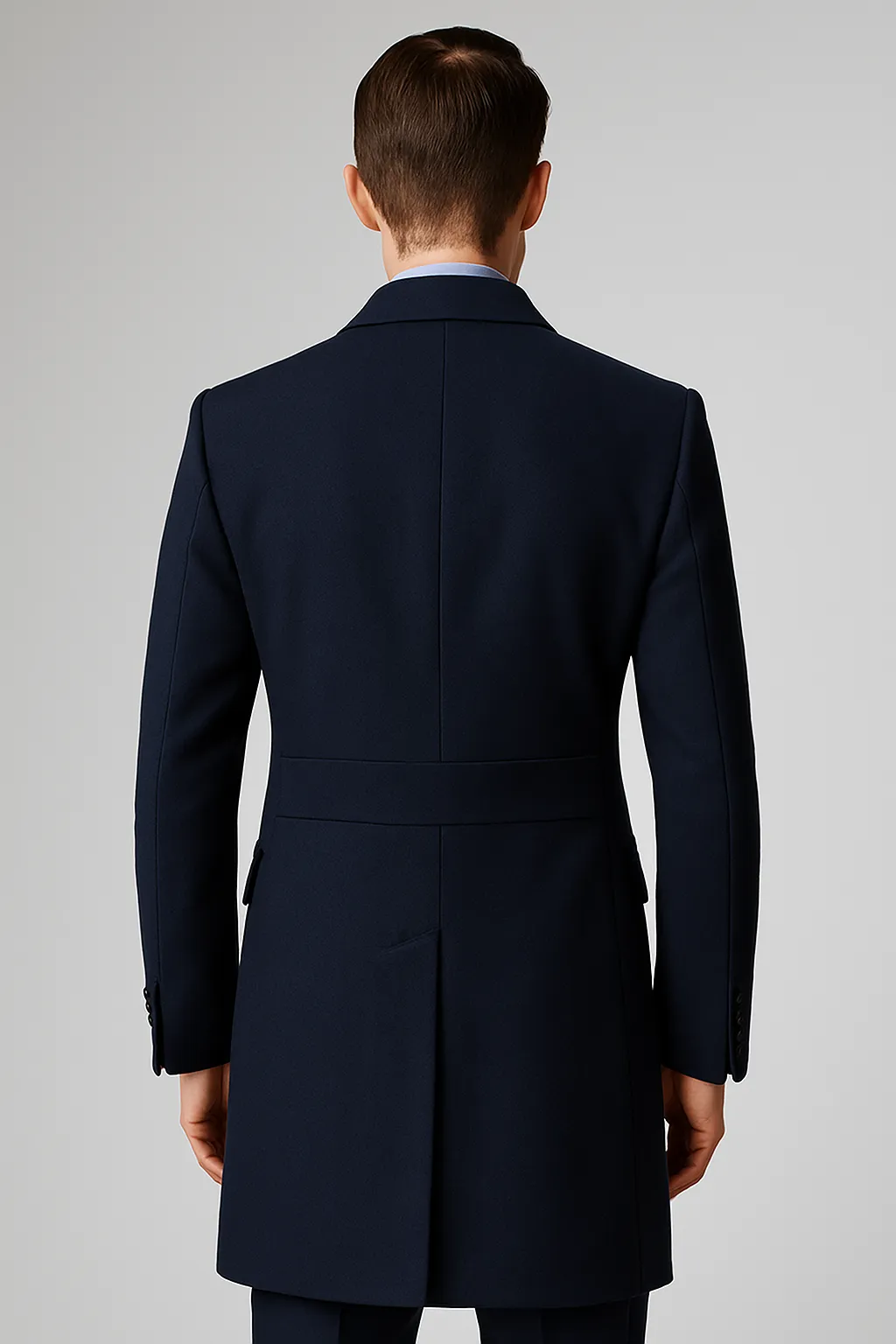 "Men's Navy Wool Peacoat – Double Breasted 3/4 Length Overcoat" sold by Alberto Nardoni product image thumbnail 2