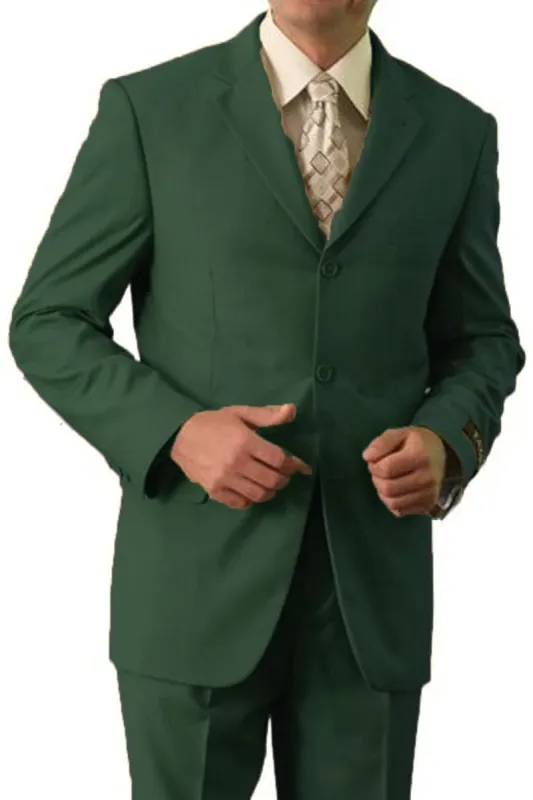 "Classic Fit Men's Three Button Poplin Suit - Olive Green" sold by Alberto Nardoni