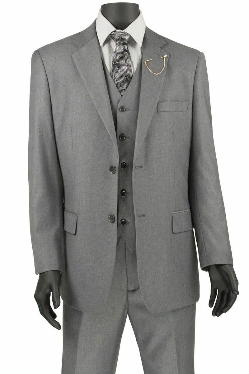 "Classic Men's Light Grey Suit - 2 Button Vested Single Pleated Pant" sold by Alberto Nardoni
