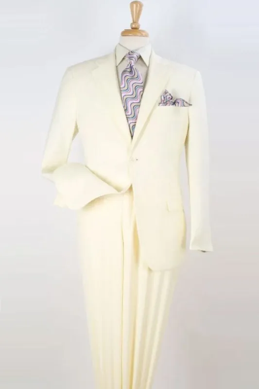 "Modern Fit Men's Two-Button Wool Feel Suit in Ivory" sold by Alberto Nardoni