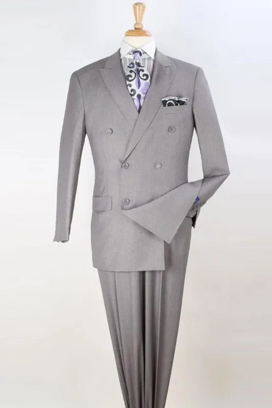 "Classic Men's Double Breasted Luxury Wool Feel - Designer Brand - Light Grey" sold by Alberto Nardoni