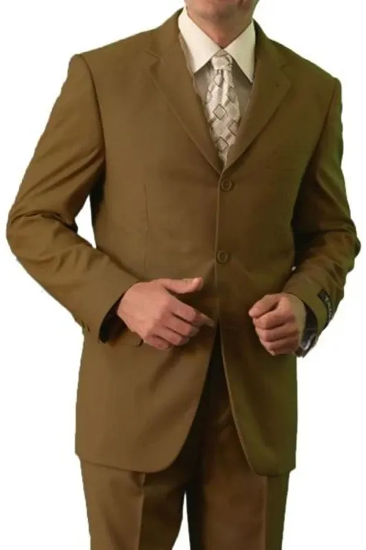 "Classic Fit Men's Three-Button Brown Poplin Suit - Two Piece" sold by Alberto Nardoni