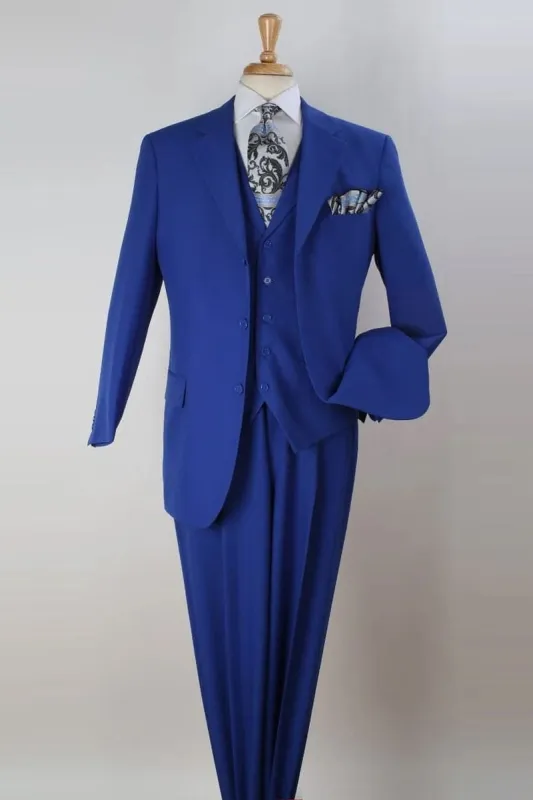 "Classic Fit Men's Three-Button Vested Suit - Royal Blue" sold by Alberto Nardoni
