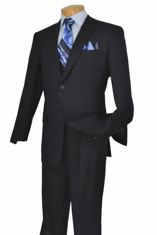"Modern Fit Two Button Men's Poplin Suit - Navy Blue" sold by Alberto Nardoni
