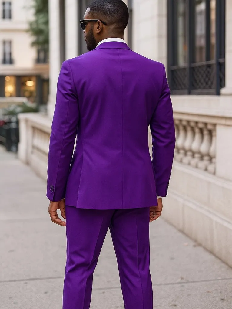 "Classic Fit Men's Suit - Two Button, Vested, Pleated Pant in Purple" sold by Alberto Nardoni product image thumbnail 5