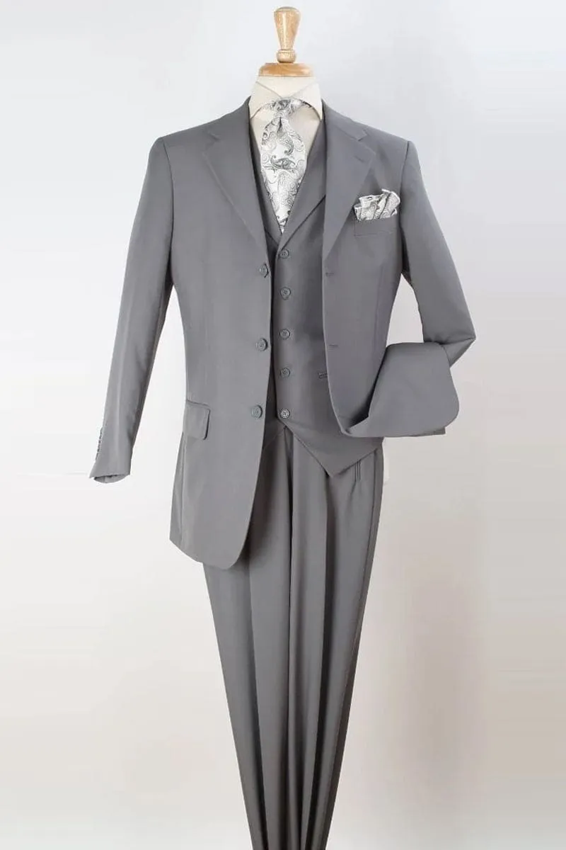"Classic Fit Men's Three Button Vested Suit - Light Grey" sold by Alberto Nardoni
