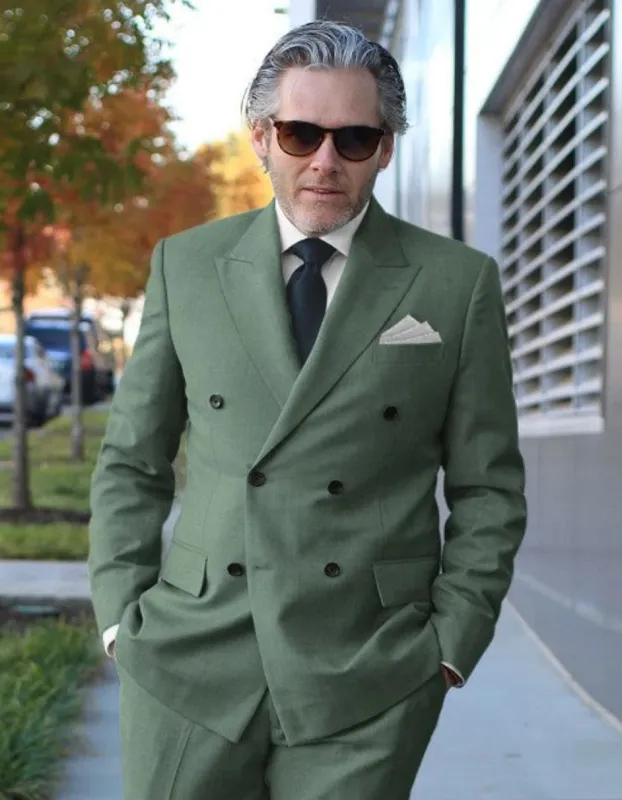 Sage Green Double Breasted Suit sold by Alberto Nardoni