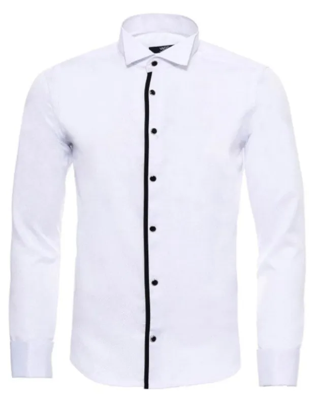Black Stripe Detailed White Men Tuxedo Shirt sold by Alberto Nardoni