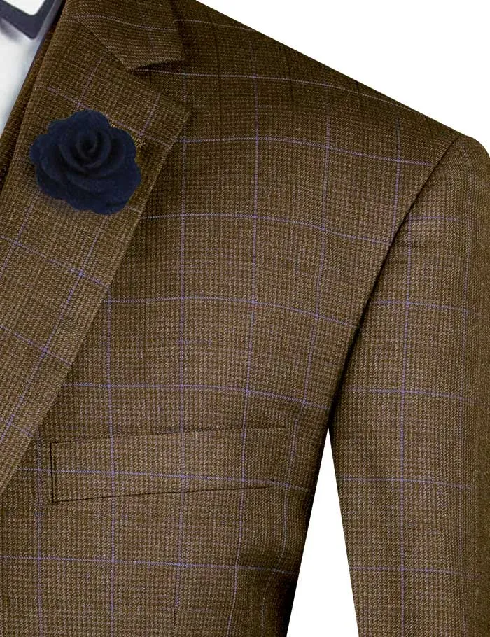 Venetian Collection - Taupe Regular Fit Glen Plaid 2 Button 3 Piece Suit sold by Alberto Nardoni product image thumbnail 2