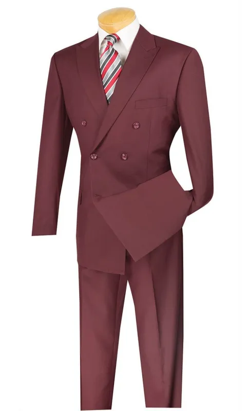 Ramses Collection - Double Breasted 2 Piece Suit Regular Fit in Burgundy sold by Alberto Nardoni