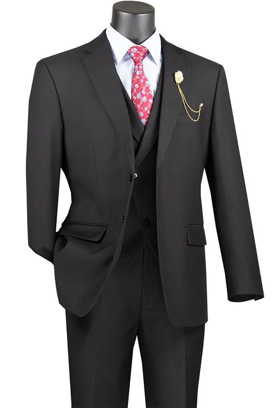 Black Modern Fit 3 Piece Suit with Vest and Elastic Waist Band Pants sold by Alberto Nardoni