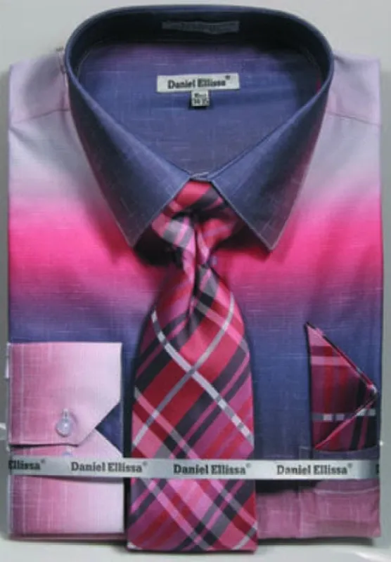 Salmon Men's Dress Shirt & Tie Set - Multi-Color Faded Print sold by Alberto Nardoni