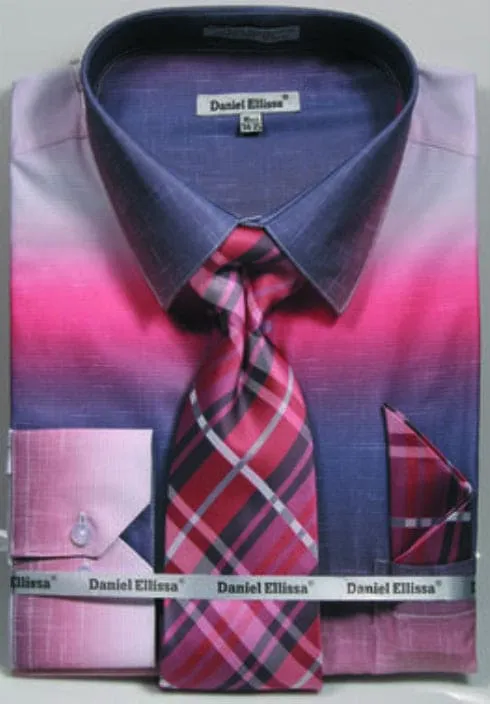 Salmon Men's Dress Shirt & Tie Set - Multi-Color Faded Print sold by Alberto Nardoni