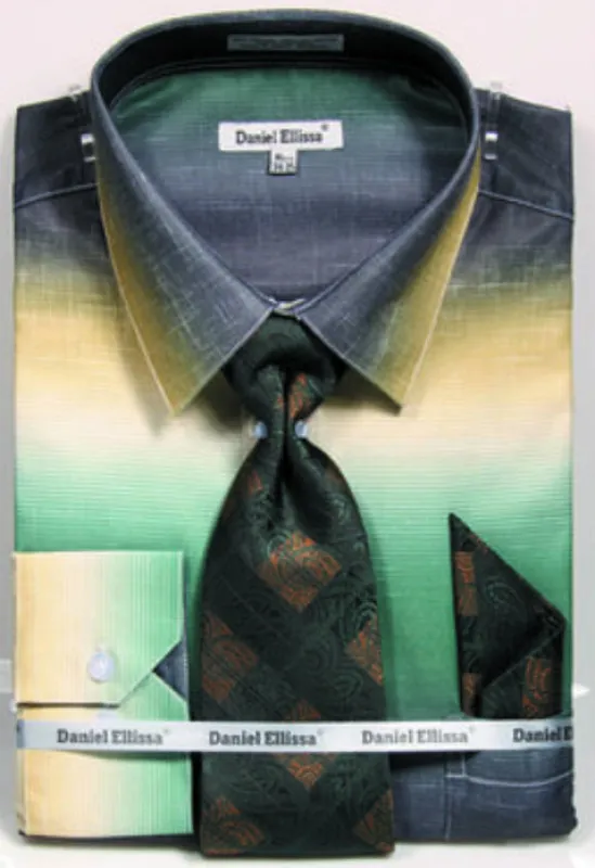 "Men's Faded Print Dress Shirt & Tie Set - Multi-Color Green, Brand Name" sold by Alberto Nardoni