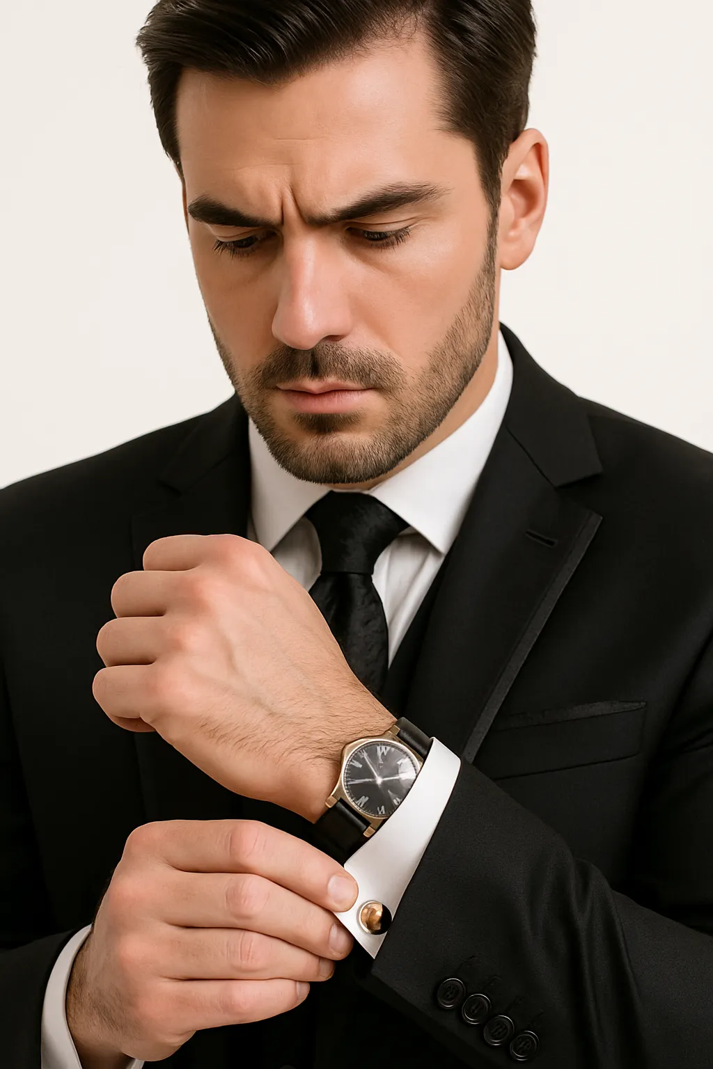 Leonardo Collection - Slim Fit Tuxedo 2 Buttons 3 Piece Suit Black sold by Alberto Nardoni product image thumbnail 3