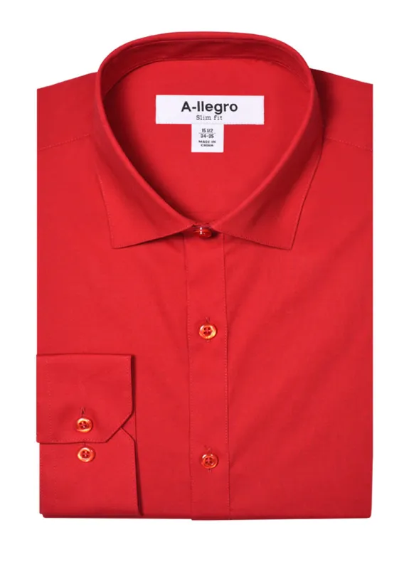 "Red Slim Fit Cotton Dress Shirt for Men - Basic Style" sold by Alberto Nardoni
