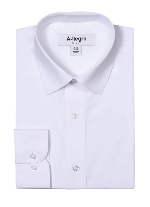Slim Fit Cotton Dress Shirt for Men - Basic White Style sold by Alberto Nardoni