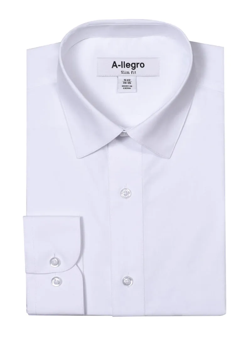 Slim Fit Cotton Dress Shirt for Men - Basic White Style sold by Alberto Nardoni