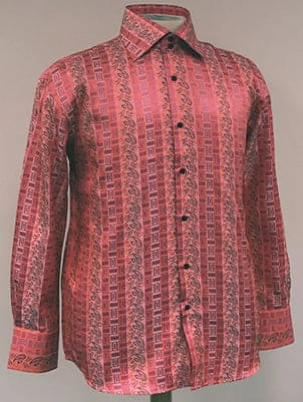 "Paisley Pattern Men's Regular Fit Sports Shirt - Coral, Fancy Tonal" sold by Alberto Nardoni