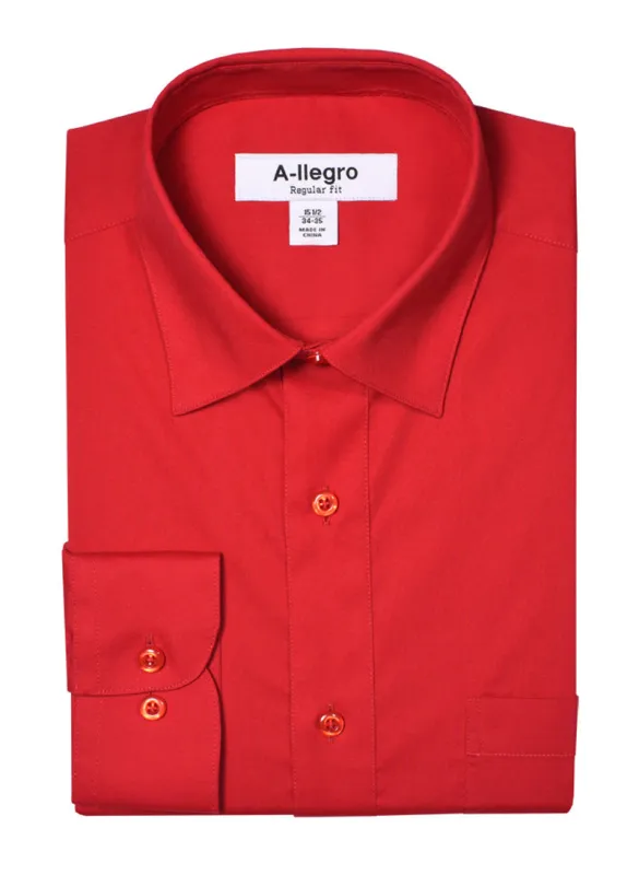 "Red Cotton Dress Shirt for Men - Regular Fit Basic Style" sold by Alberto Nardoni