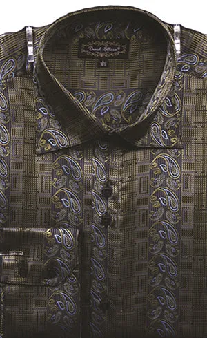"Paisley Pattern Men's Regular Fit Sports Shirt - Olive, Fancy Tonal" sold by Alberto Nardoni