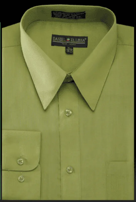 "Men's Dress Shirt - Regular Fit Basic in Dark Lime Green" sold by Alberto Nardoni