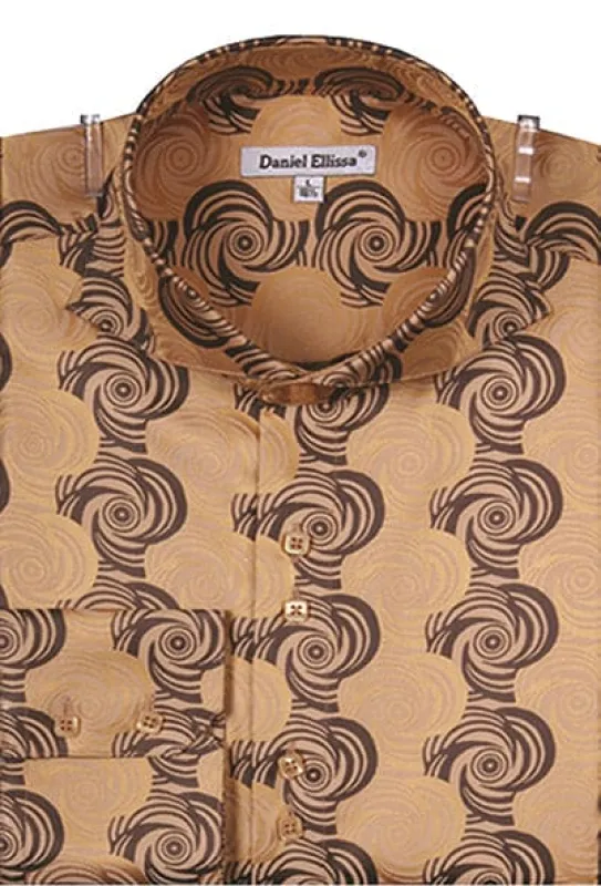 "Fancy Swirl Pattern Men's Regular Fit Sports Shirt - Mustard" sold by Alberto Nardoni