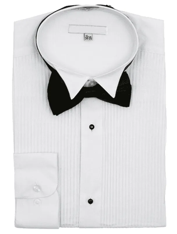 "Men's White Tuxedo Shirt Set - Regular Fit, Wing Collar, Mini Pleat & Bowtie" sold by Alberto Nardoni