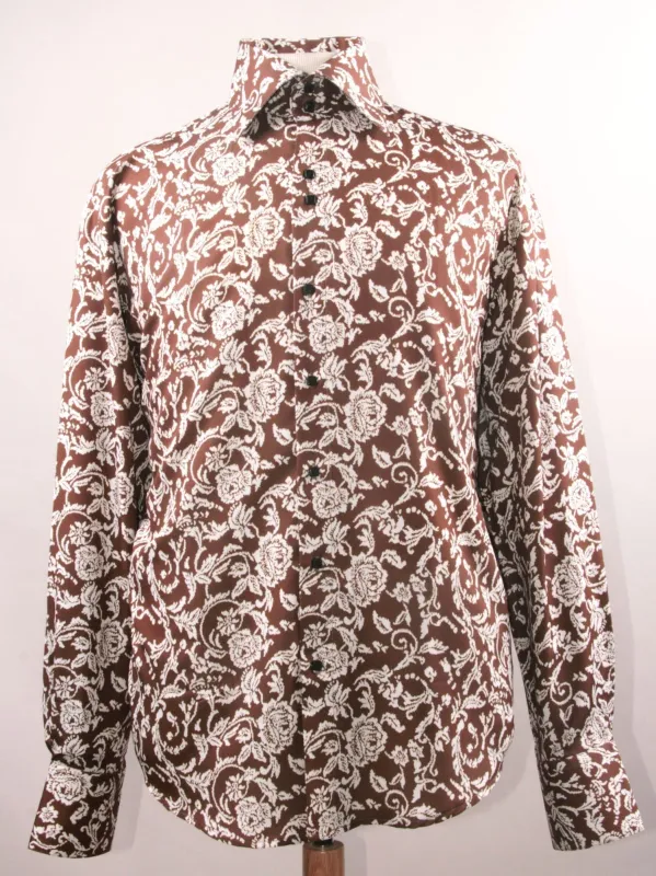 "Floral Pattern Men's Regular Fit Sports Shirt - Brown & White" sold by Alberto Nardoni