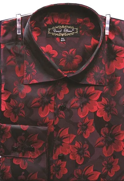 "Burgundy Men's Regular Fit Floral Sports Shirt - Fancy Tonal Pattern" sold by Alberto Nardoni
