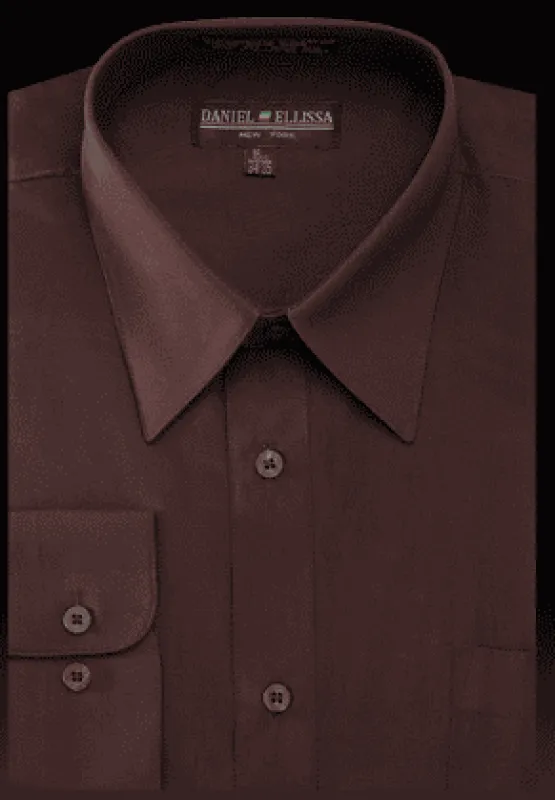 "Men's Regular Fit Dress Shirt - Dark Brown Basic Style" sold by Alberto Nardoni