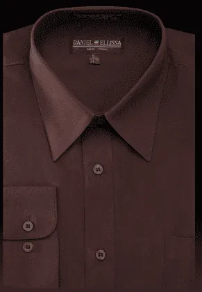 "Men's Regular Fit Dress Shirt - Dark Brown Basic Style" sold by Alberto Nardoni
