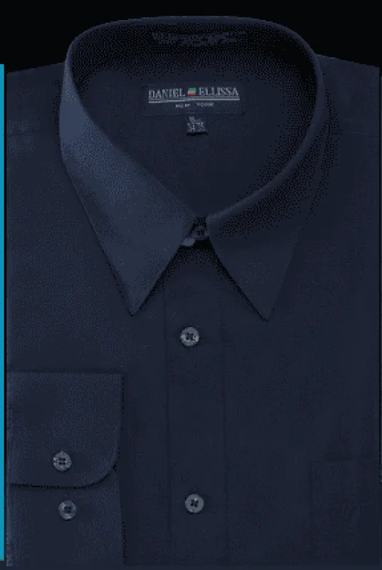 Navy Blue Men's Regular Fit Dress Shirt - Basic Style sold by Alberto Nardoni