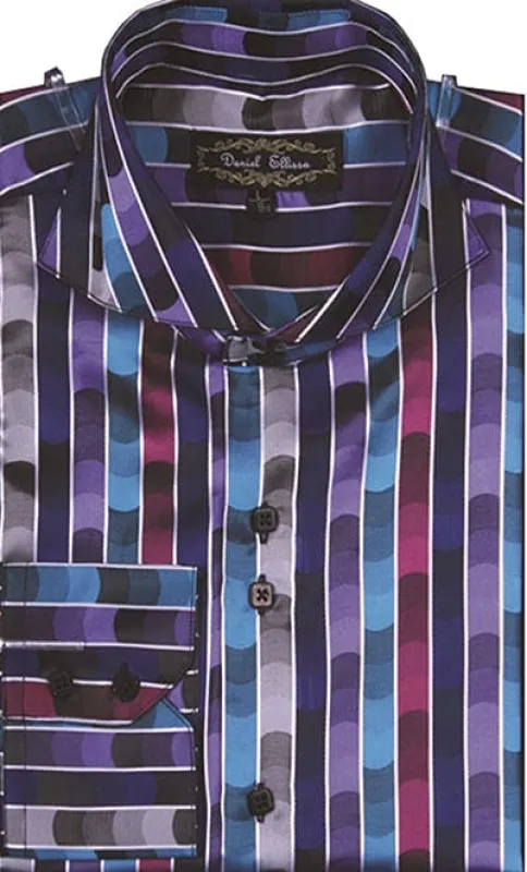 "Men's Regular Fit Stripe Sports Shirt - Turquoise Fancy Tonal Pattern" sold by Alberto Nardoni