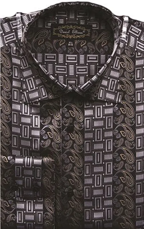 "Paisley Pattern Men's Regular Fit Sports Shirt - Black" sold by Alberto Nardoni