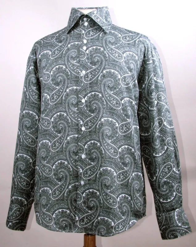 "Paisley Pattern Men's Regular Fit Sports Shirt - Black" sold by Alberto Nardoni
