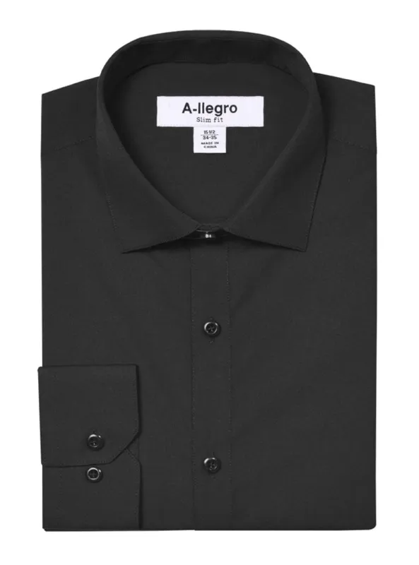 "Men's Slim Fit Cotton Dress Shirt - Basic Black Style" sold by Alberto Nardoni